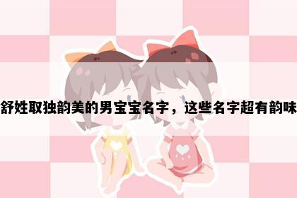 舒姓取独韵美的男宝宝名字，这些名字超有韵味