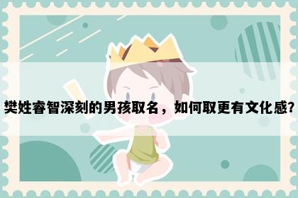 樊姓睿智深刻的男孩取名，如何取更有文化感？