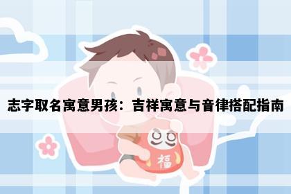 志字取名寓意男孩：吉祥寓意与音律搭配指南